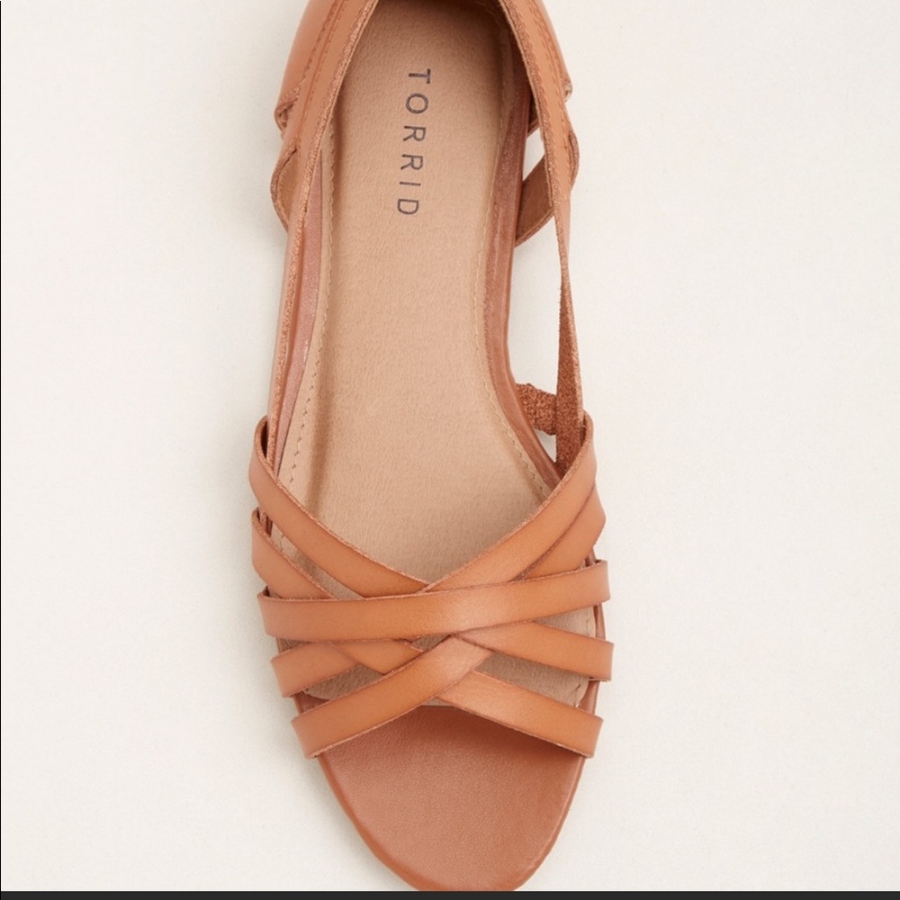 Torrid strapping peep toe flat sandals size 10